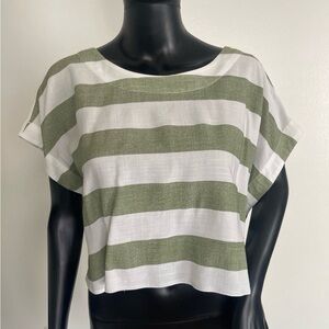 Olive & White Crop Top